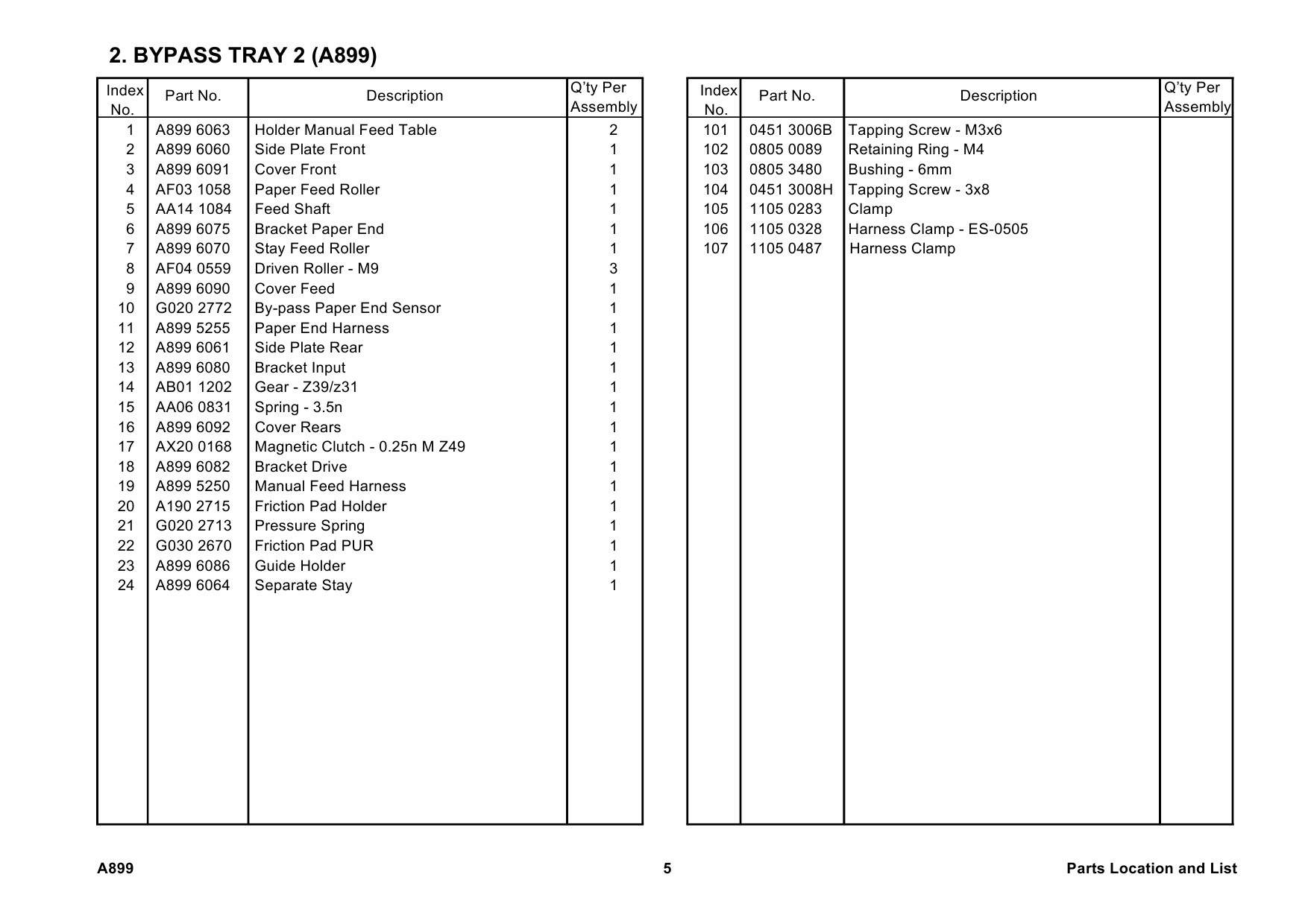 RICOH Options A899 BY-PASS-TRAY-TYPE-270 Parts Catalog PDF download-6